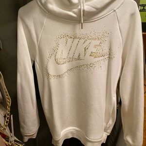Nike White Hoodie with Gold Logo